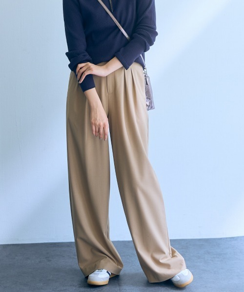 slattgir(スラットジール)の「高身長 ツータックワイドパンツ(トールサイズ)Essenave(その他パンツ・レディース・杢グレー/ベージュ系・M/L/LL/3L)」の6枚目の写真