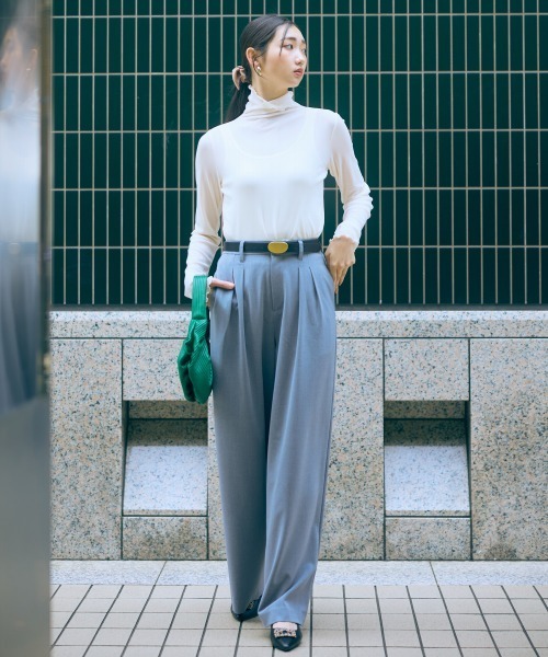slattgir(スラットジール)の「高身長 ツータックワイドパンツ(トールサイズ)Essenave(その他パンツ・レディース・杢グレー/ベージュ系・M/L/LL/3L)」の9枚目の写真