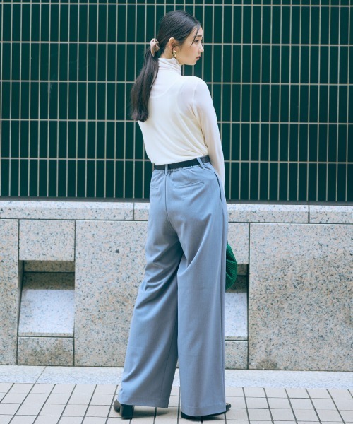 bluelea パンツ　ホワイト　38 COUP DE CHANCE パンツ 「洗える／日本製」ストレートワイド