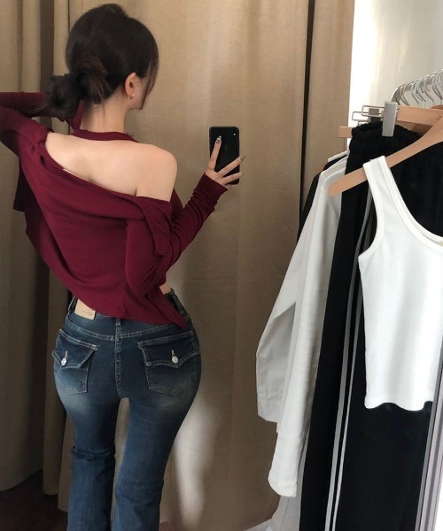 BEIDELLI（ベイデリー）の「[BELLIDE MADE] ホルターネックキャミソール+カーディガンセット（カーディガン/ボレロ・レディース・ブラウン/ホワイト/グレー/ブラック/ワイン・FREE）」の13枚目の写真