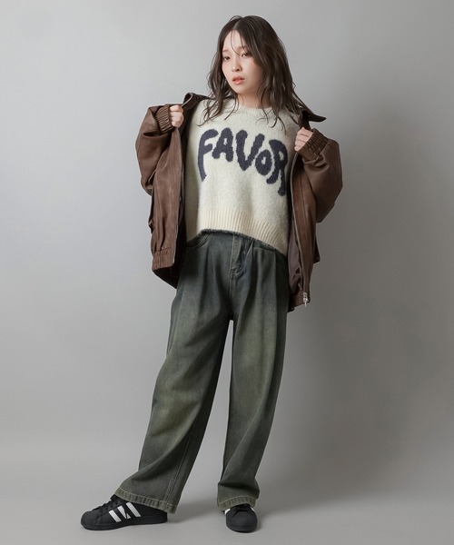 SPINNS（スピンズ）の「体感温度＋5度 / ロゴジャガードショートニット / FAVOR（ニット/セーター・レディース・杢グレー/キナリ/チャコール/ピンク・ONESIZE）」の21枚目の写真