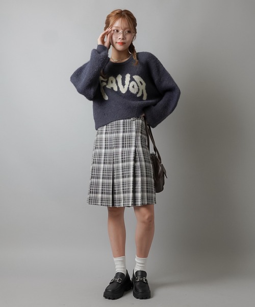 ニット セーター スポーティーナンバーショートニット レディース Ambre Neige ニット セーター bi-color sailor collar knit