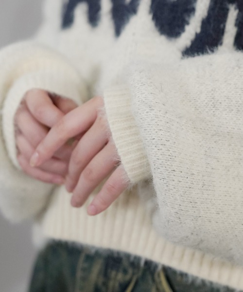 SPINNS（スピンズ）の「体感温度＋5度 / ロゴジャガードショートニット / FAVOR（ニット/セーター・レディース・杢グレー/キナリ/チャコール/ピンク・ONESIZE）」の20枚目の写真