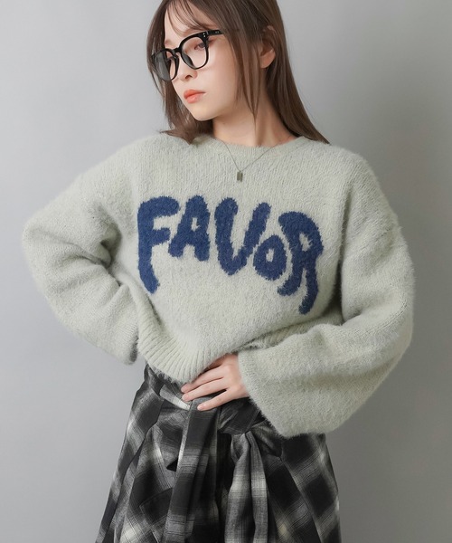 SPINNS（スピンズ）の「体感温度＋5度 / ロゴジャガードショートニット / FAVOR（ニット/セーター・レディース・杢グレー/キナリ/チャコール/ピンク・ONESIZE）」の13枚目の写真