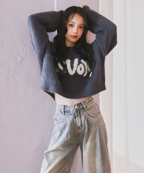 SPINNS（スピンズ）の「体感温度＋5度 / ロゴジャガードショートニット / FAVOR（ニット/セーター・レディース・杢グレー/キナリ/チャコール/ピンク・ONESIZE）」の16枚目の写真