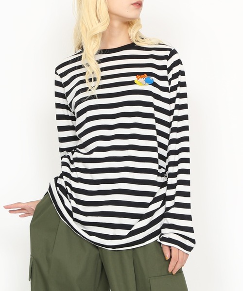 PUNYUS（プニュズ）の「ワンポイント刺繍ボーダーロンＴ（Tシャツ/カットソー・レディース・その他1・1/2/4/3）」の2枚目の写真