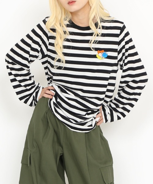 PUNYUS（プニュズ）の「ワンポイント刺繍ボーダーロンＴ（Tシャツ/カットソー・レディース・その他1・1/2/4/3）」の3枚目の写真