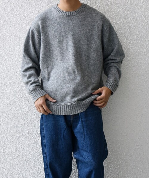 SHIPS any（シップス エニィ）の「SHIPS any:〈手洗い可能〉ラム ライク クルーネック カラー ニット 24AW◇（ニット/セーター・メンズ・グレー/イエロー/レッド/グリーン/ブルー/ナチュラル・SMALL/LARGE/MEDIUM）」の2枚目の写真