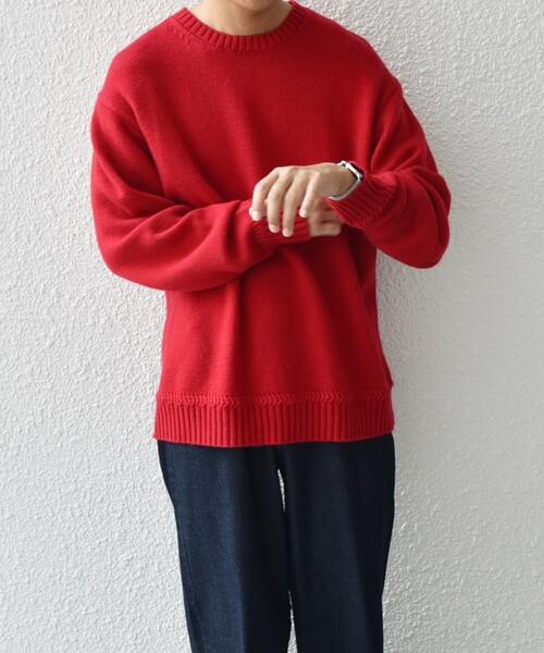 SHIPS any（シップス エニィ）の「SHIPS any:〈手洗い可能〉ラム ライク クルーネック カラー ニット 24AW◇（ニット/セーター・メンズ・グレー/イエロー/レッド/グリーン/ブルー/ナチュラル・SMALL/LARGE/MEDIUM）」の6枚目の写真