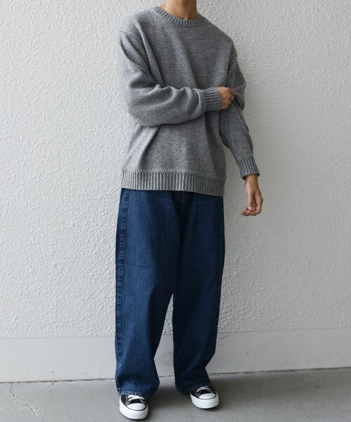 セール】SHIPS any:〈手洗い可能〉ラム ライク クルーネック カラー