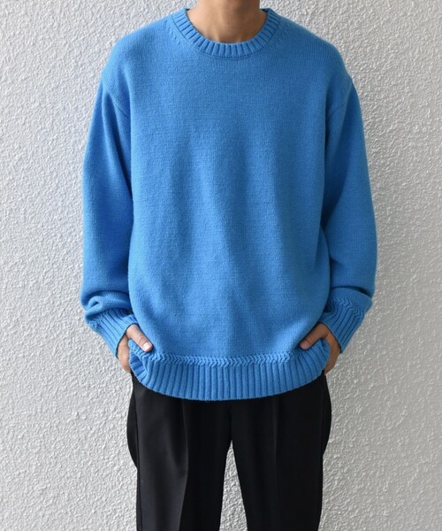 SHIPS any（シップス エニィ）の「SHIPS any:〈手洗い可能〉ラム ライク クルーネック カラー ニット 24AW◇（ニット/セーター・メンズ・グレー/イエロー/レッド/グリーン/ブルー/ナチュラル・SMALL/LARGE/MEDIUM）」の7枚目の写真