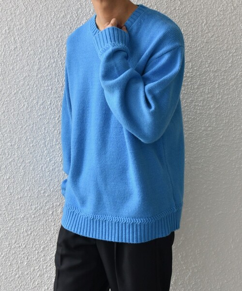 SHIPS any（シップス エニィ）の「SHIPS any:〈手洗い可能〉ラム ライク クルーネック カラー ニット 24AW◇（ニット/セーター・メンズ・グレー/イエロー/レッド/グリーン/ブルー/ナチュラル・SMALL/LARGE/MEDIUM）」の8枚目の写真