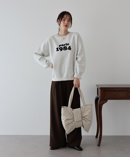 BLUEEAST(ブルーイースト)の「リボンパテッドバッグ(トートバッグ・レディース・ベージュ/ブラック/グレー/アイボリー/ブルー・FREE)」の9枚目の写真