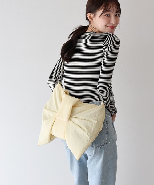 BLUEEAST(ブルーイースト)の「リボンパテッドバッグ(トートバッグ・レディース・ベージュ/ブラック/グレー/アイボリー/ブルー・FREE)」の22枚目の写真