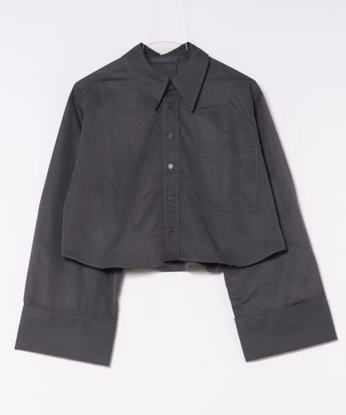 STYLEBLOCK（スタイルブロック）の「TNタフタクロップドシャツ（シャツ/ブラウス・レディース・ブルー/チャコールグレー/アイボリー/ネイビー・M）」の3枚目の写真