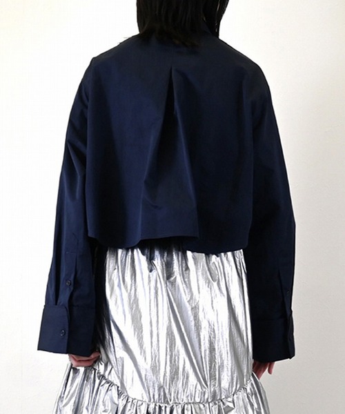 STYLEBLOCK（スタイルブロック）の「TNタフタクロップドシャツ（シャツ/ブラウス・レディース・ブルー/チャコールグレー/アイボリー/ネイビー・M）」の8枚目の写真