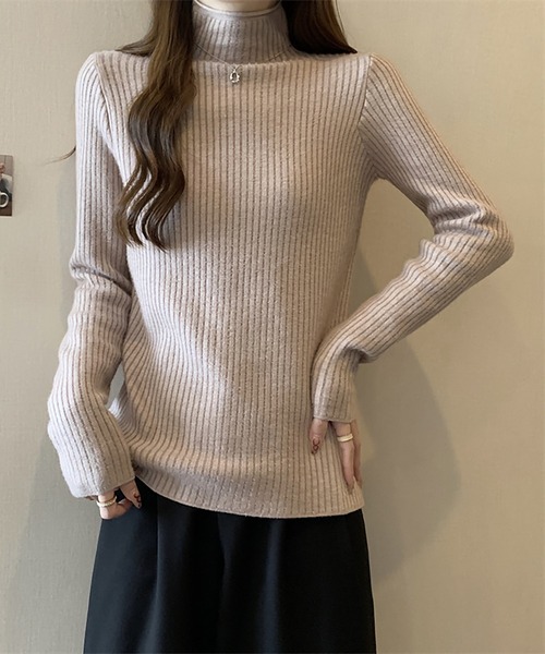 Girly Doll(ガーリードール)の「裏起毛ハイネックニット(ニット/セーター・レディース・ベージュ/モカ/ホワイト/グリーン/ブラウン/ブラック・FREE)」の14枚目の写真