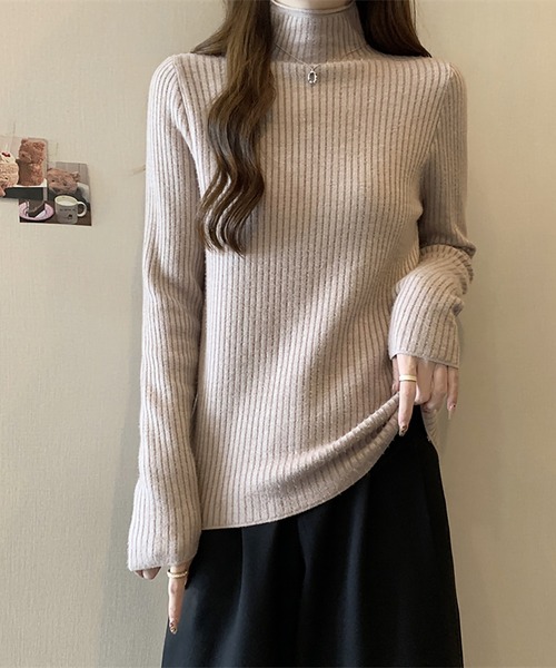 Girly Doll(ガーリードール)の「裏起毛ハイネックニット(ニット/セーター・レディース・ベージュ/モカ/ホワイト/グリーン/ブラウン/ブラック・FREE)」の15枚目の写真