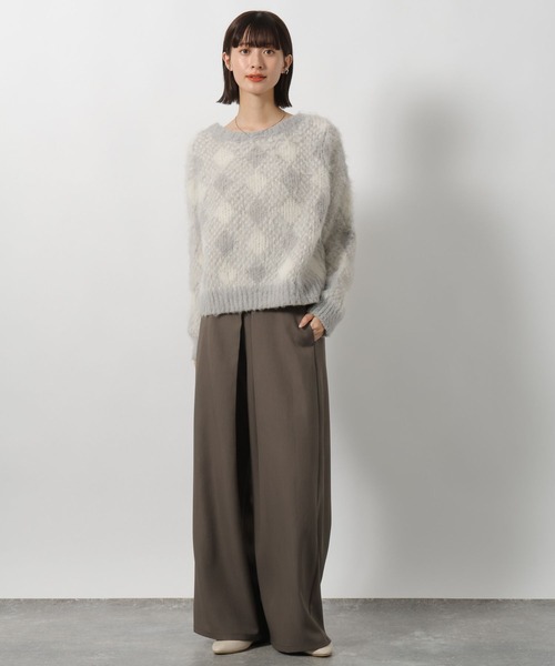 LAKOLE(ラコレ)の「2WAYアーガイル起毛Vネックプルオーバー / 204473(ニット/セーター・レディース・ピンク/グリーン/グレー・FREE)」の4枚目の写真