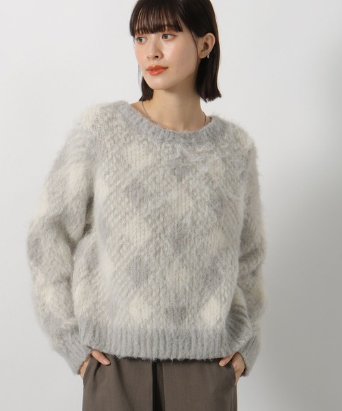 LAKOLE(ラコレ)の「2WAYアーガイル起毛Vネックプルオーバー / 204473(ニット/セーター・レディース・ピンク/グリーン/グレー・FREE)」の7枚目の写真