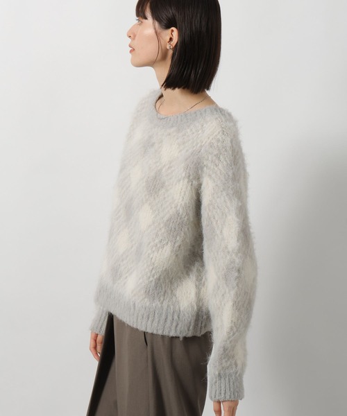 LAKOLE(ラコレ)の「2WAYアーガイル起毛Vネックプルオーバー / 204473(ニット/セーター・レディース・ピンク/グリーン/グレー・FREE)」の8枚目の写真