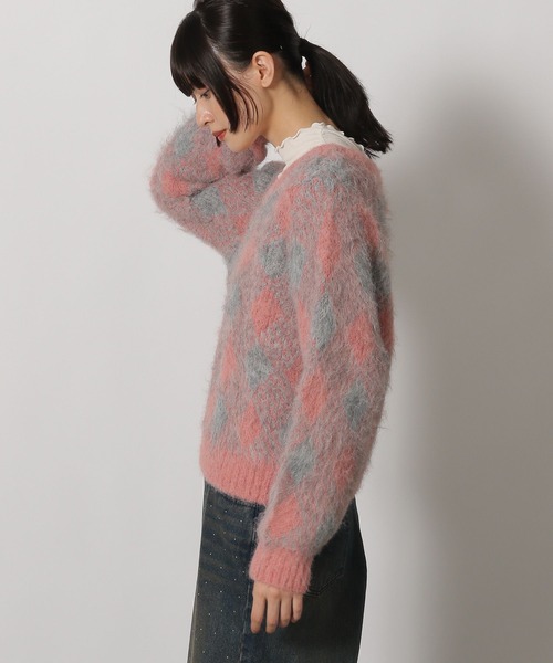 LAKOLE(ラコレ)の「2WAYアーガイル起毛Vネックプルオーバー / 204473(ニット/セーター・レディース・ピンク/グリーン/グレー・FREE)」の16枚目の写真