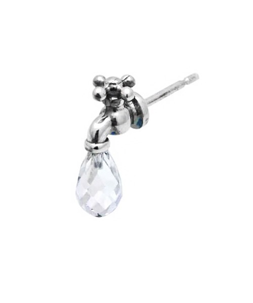 SV925 クリスタルガラス 蛇口モチーフ ピアス Sync Note（ピアス（片耳