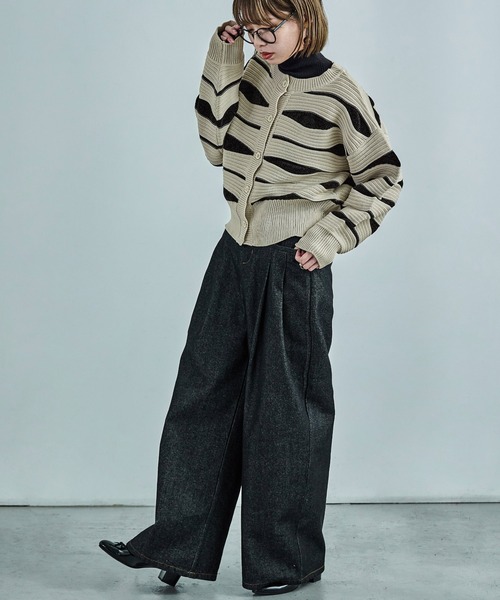 Fashion Letter(ファッションレター)の「なみなみ柄バルーンスリーブ ニットカーディガン(カーディガン/ボレロ・レディース・アイボリー/ブラック・M)」の10枚目の写真