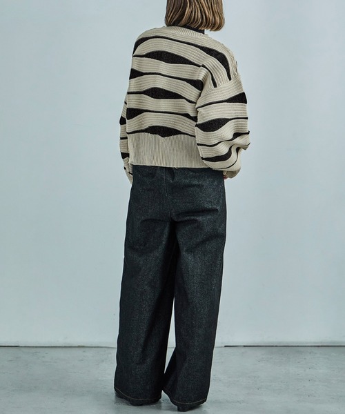 Fashion Letter(ファッションレター)の「なみなみ柄バルーンスリーブ ニットカーディガン(カーディガン/ボレロ・レディース・アイボリー/ブラック・M)」の12枚目の写真