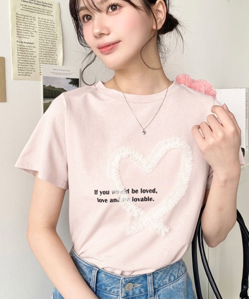 美品 miu ハート柄 半袖シャツ 今日特価】Miu Miu Heart Loose Printed T-shirt ハートローズ