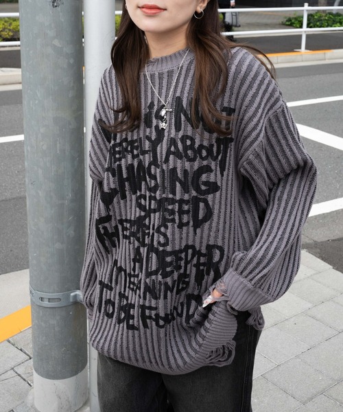 WEGO(ウィゴー)の「WEGO/クラッシュリブBIGニットプルオーバー(ニット/セーター・レディース・オフホワイト/スミクロ・FREE)」の12枚目の写真