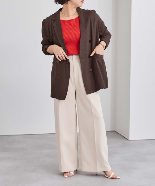 UR'S（ユアーズ）の「コットンリネンダブルブレストジャケット（テーラードジャケット・レディース・アイボリー/ブラウン/ネイビー・S/L/M）」の11枚目の写真