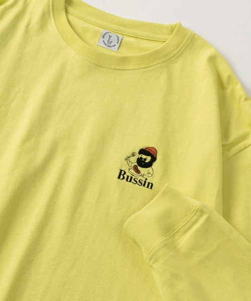 make a ray!(メイク ア レイ!)の「ヒゲキャラクター ワンポイント サガラ刺繍デザイン ビッグシルエット ロングスリーブTシャツ/ロンT(Tシャツ/カットソー・メンズ・ネイビー/イエロー/ホワイト/ホワイト系その他/グリーン/ホワイト系その他3/ホワイト系その他2/ブラック・M/L)」の1枚目の写真