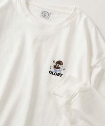 ヒゲキャラクター ワンポイント サガラ刺繍デザイン ビッグシルエット ロングスリーブTシャツ/ロンT