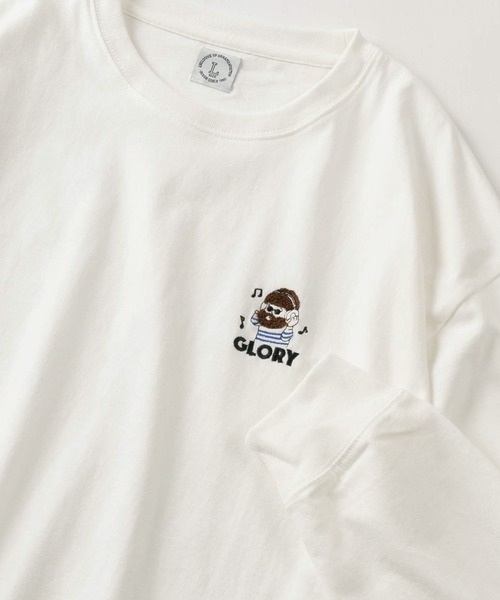 make a ray!(メイク ア レイ!)の「ヒゲキャラクター ワンポイント サガラ刺繍デザイン ビッグシルエット ロングスリーブTシャツ/ロンT(Tシャツ/カットソー・メンズ・ネイビー/イエロー/ホワイト/ホワイト系その他/グリーン/ホワイト系その他3/ホワイト系その他2/ブラック・M/L)」の4枚目の写真