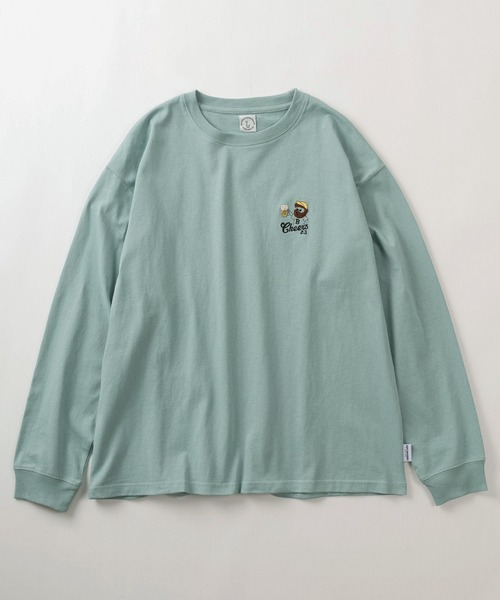 make a ray!(メイク ア レイ!)の「ヒゲキャラクター ワンポイント サガラ刺繍デザイン ビッグシルエット ロングスリーブTシャツ/ロンT(Tシャツ/カットソー・メンズ・ネイビー/イエロー/ホワイト/ホワイト系その他/グリーン/ホワイト系その他3/ホワイト系その他2/ブラック・M/L)」の9枚目の写真