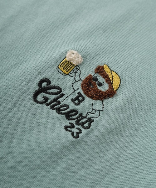 make a ray!(メイク ア レイ!)の「ヒゲキャラクター ワンポイント サガラ刺繍デザイン ビッグシルエット ロングスリーブTシャツ/ロンT(Tシャツ/カットソー・メンズ・ネイビー/イエロー/ホワイト/ホワイト系その他/グリーン/ホワイト系その他3/ホワイト系その他2/ブラック・M/L)」の15枚目の写真