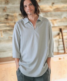 ms5917-Drape 3-4 Sleeve Skipper Pullover Shirts 七分袖シャツ