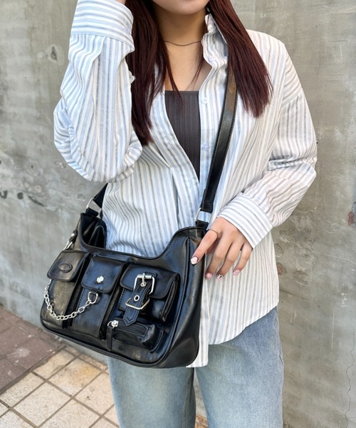 SOLLON.(ソルロン)の「アウトポケットワンショルダーバッグ(ショルダーバッグ・レディース・ブラウン/ブラック/シルバー・FREE)」の8枚目の写真