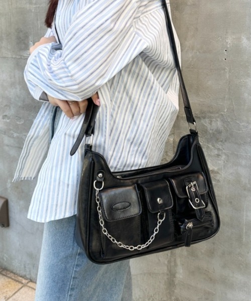 SOLLON.(ソルロン)の「アウトポケットワンショルダーバッグ(ショルダーバッグ・レディース・ブラウン/ブラック/シルバー・FREE)」の7枚目の写真