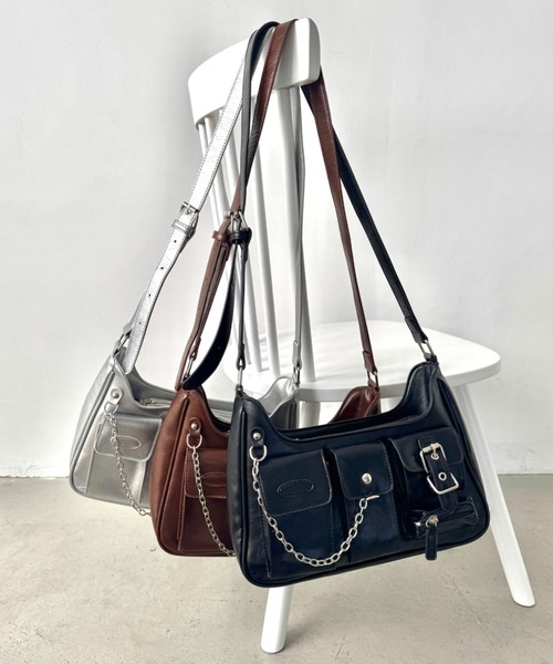 SOLLON.(ソルロン)の「アウトポケットワンショルダーバッグ(ショルダーバッグ・レディース・ブラウン/ブラック/シルバー・FREE)」の4枚目の写真