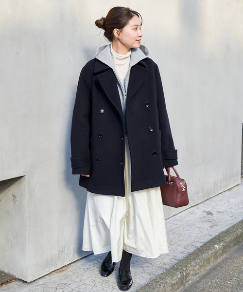 新品　IENA イエナ　ジーロンラムPコート　ネイビー 2024AW IENA（イエナ）の「ジーロンラムPコート（ピーコート）」 - WEAR