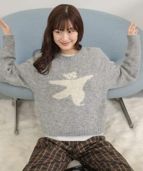 Birthday room（バースデイルーム）の「〈リボン取り外し可能〉 くまさんニット / bear motif knit（ニット/セーター・レディース・グレー・FREE）」の15枚目の写真