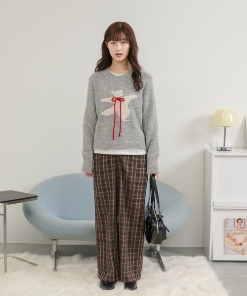 Birthday room（バースデイルーム）の「〈リボン取り外し可能〉 くまさんニット / bear motif knit（ニット/セーター・レディース・グレー・FREE）」の9枚目の写真