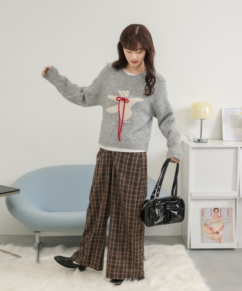 Birthday room（バースデイルーム）の「〈リボン取り外し可能〉 くまさんニット / bear motif knit（ニット/セーター・レディース・グレー・FREE）」の8枚目の写真
