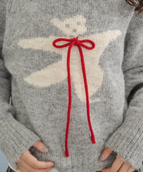 Birthday room（バースデイルーム）の「〈リボン取り外し可能〉 くまさんニット / bear motif knit（ニット/セーター・レディース・グレー・FREE）」の3枚目の写真