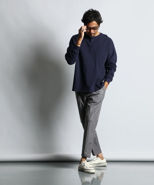 The DUFFER of ST.GEORGE(ザダファーオブセントジョージ)の「CLASSIC FOOTBALL L/SL HENLY TEE:ヘンリーネック クラシック フットボール ロンTEE(Tシャツ/カットソー・メンズ・ホワイト/グレー/ネイビー・SMALL/X-LARGE/LARGE/MEDIUM)」の9枚目の写真