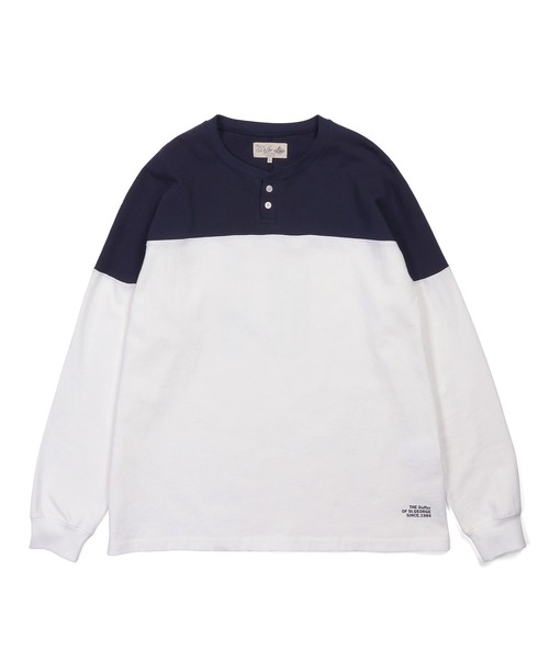 The DUFFER of ST.GEORGE(ザダファーオブセントジョージ)の「CLASSIC FOOTBALL L/SL HENLY TEE:ヘンリーネック クラシック フットボール ロンTEE(Tシャツ/カットソー・メンズ・ホワイト/グレー/ネイビー・SMALL/X-LARGE/LARGE/MEDIUM)」の11枚目の写真