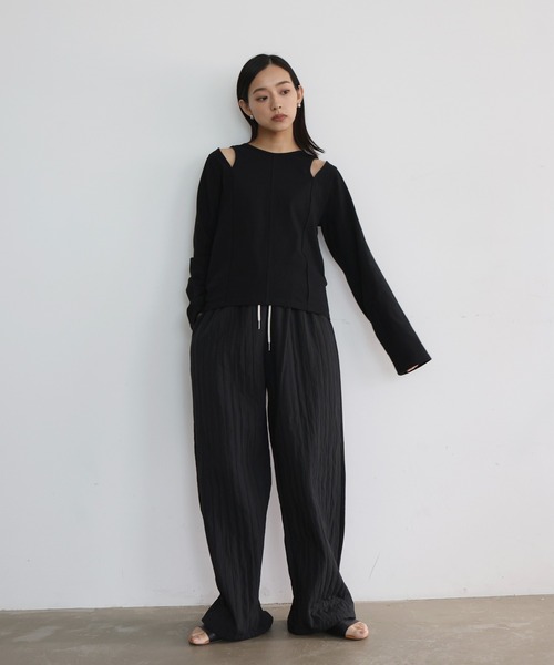 hellam(へラム)の「ナイロン ストライプトラックパンツ(その他パンツ・レディース・ブラウン/グレー/ブラック/アイボリー・FREE)」の12枚目の写真