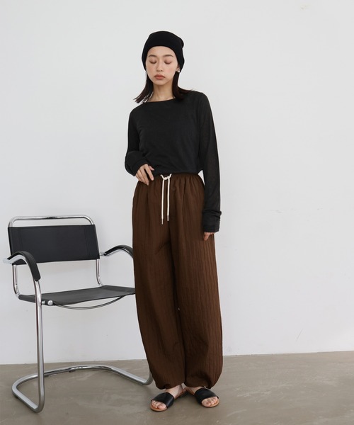 hellam(へラム)の「ナイロン ストライプトラックパンツ(その他パンツ・レディース・ブラウン/グレー/ブラック/アイボリー・FREE)」の21枚目の写真